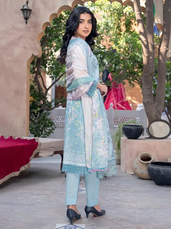 Rut Rang by Riaz Arts Design 01 – Digital Print Embroidered Lawn Suit with Diamond Slub Dupatta | 3 Piece Unstitched