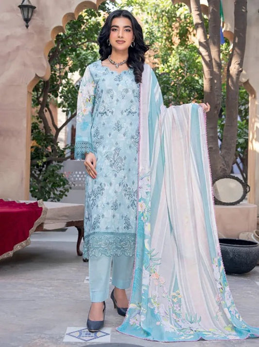 Rut Rang by Riaz Arts Design 01 – Digital Print Embroidered Lawn Suit with Diamond Slub Dupatta | 3 Piece Unstitched