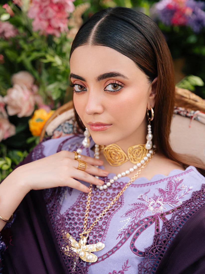 MAHNUR SG-003 | Embroidered Karandi 3-Piece Unstitched Winter Suit with Organza Motifs & Wool Shawl