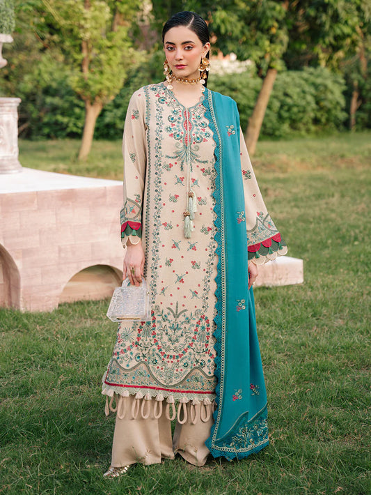 MAHNUR SG-008 | Luxury Embroidered Karandi 3-Piece Suit with Wool Shawl