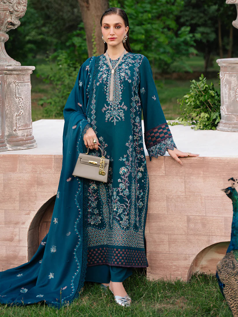 MAHNUR   Secret Garden  by  MAHNUR   SG-009 | Exquisite Embroidered Karandi 3-Piece Winter Suit with Wool Shawl