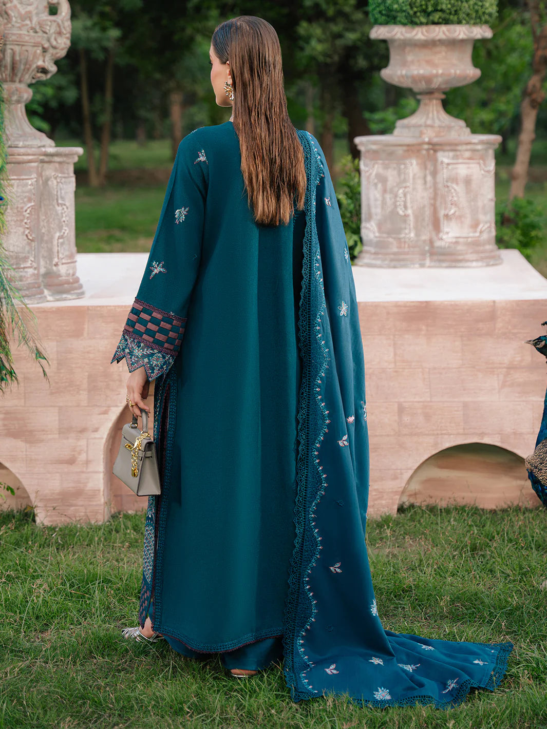 MAHNUR   Secret Garden  by  MAHNUR   SG-009 | Exquisite Embroidered Karandi 3-Piece Winter Suit with Wool Shawl