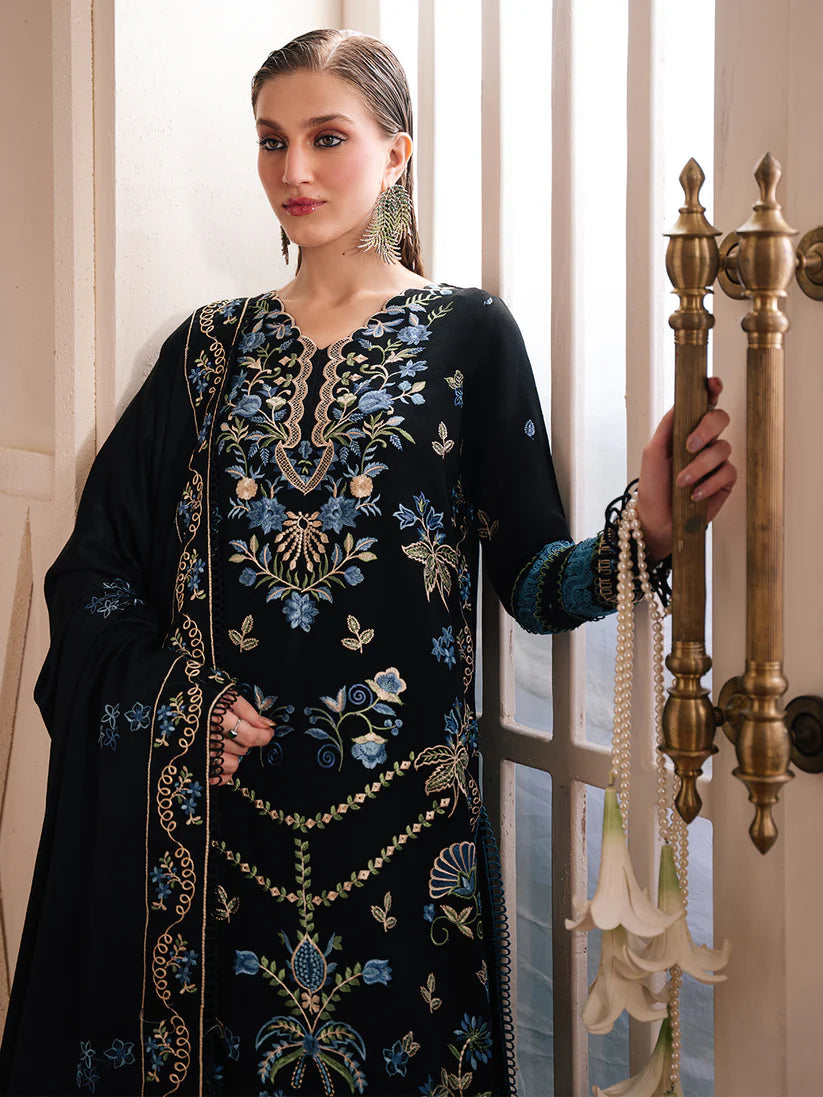 MAHNUR SG-011 | Embroidered Karandi 3-Piece Unstitched Winter Suit with Wool Shawl