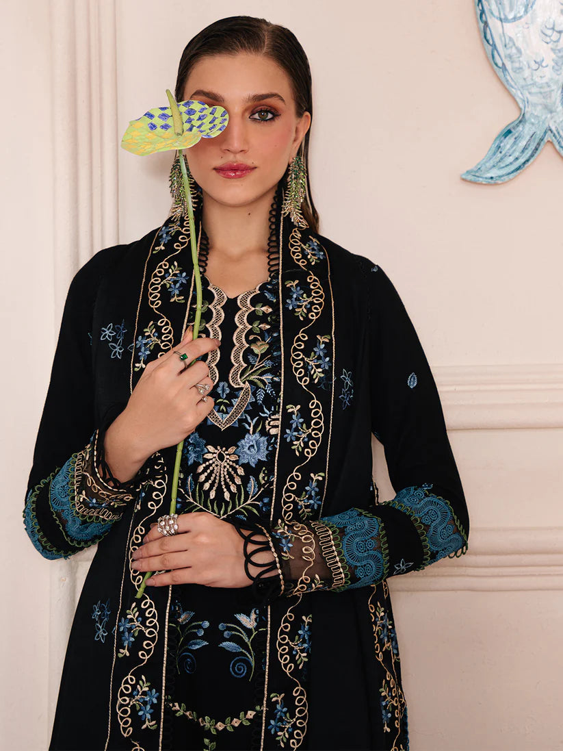 MAHNUR SG-011 | Embroidered Karandi 3-Piece Unstitched Winter Suit with Wool Shawl