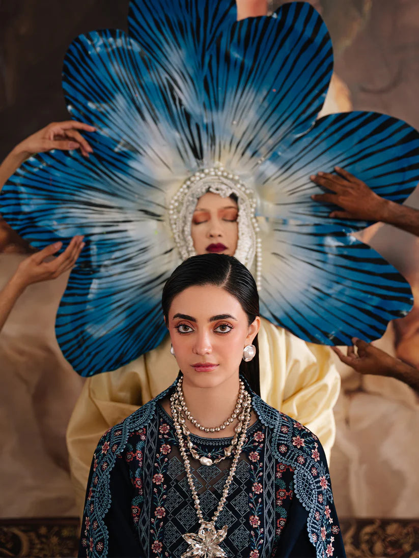 MAHNUR SG-012 | Heavily Embroidered Karandi 3-Piece Unstitched Winter Suit with Wool Shawl