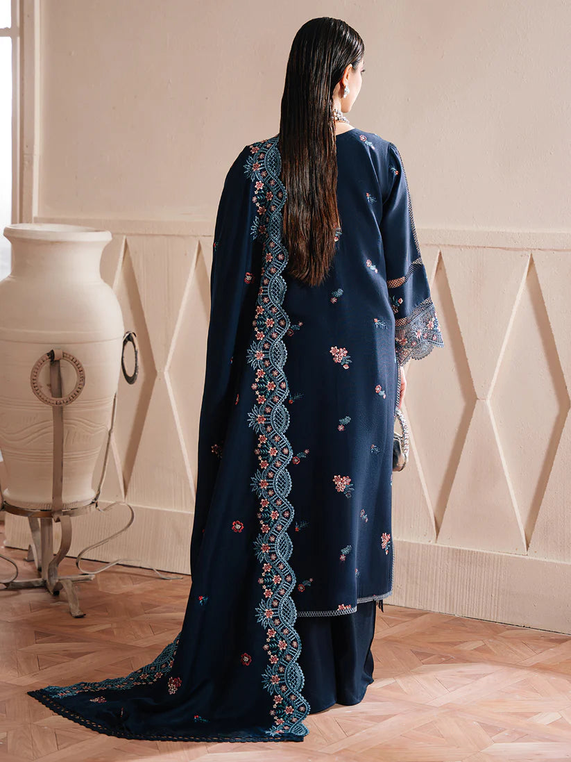 MAHNUR SG-012 | Heavily Embroidered Karandi 3-Piece Unstitched Winter Suit with Wool Shawl