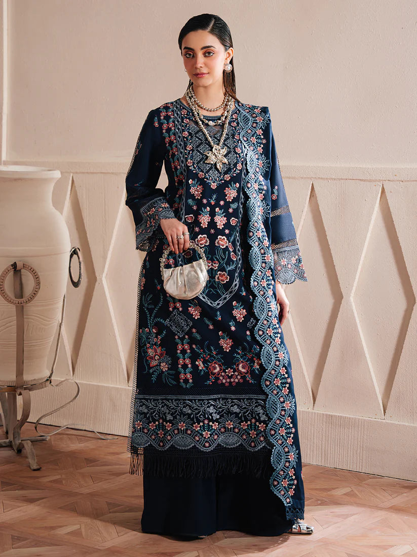 MAHNUR SG-012 | Heavily Embroidered Karandi 3-Piece Unstitched Winter Suit with Wool Shawl