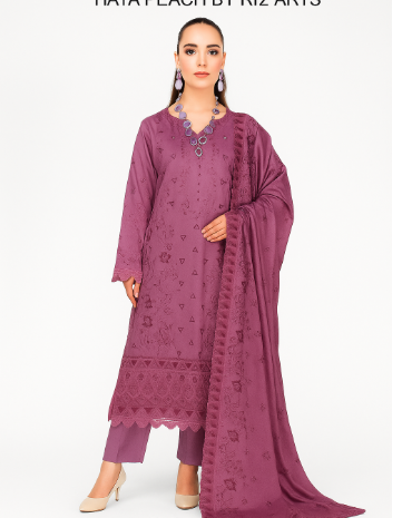 Riaz Arts Haya Peach Vol 08 Embroidered Luxury Suit