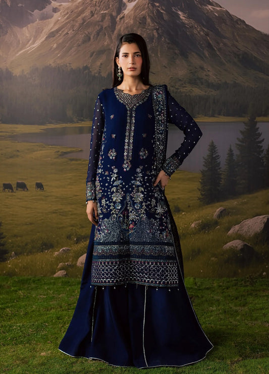 Divani by Daria Unstitched Embroidered Chiffon 4 Piece Suit | DA-120 3-BLUE