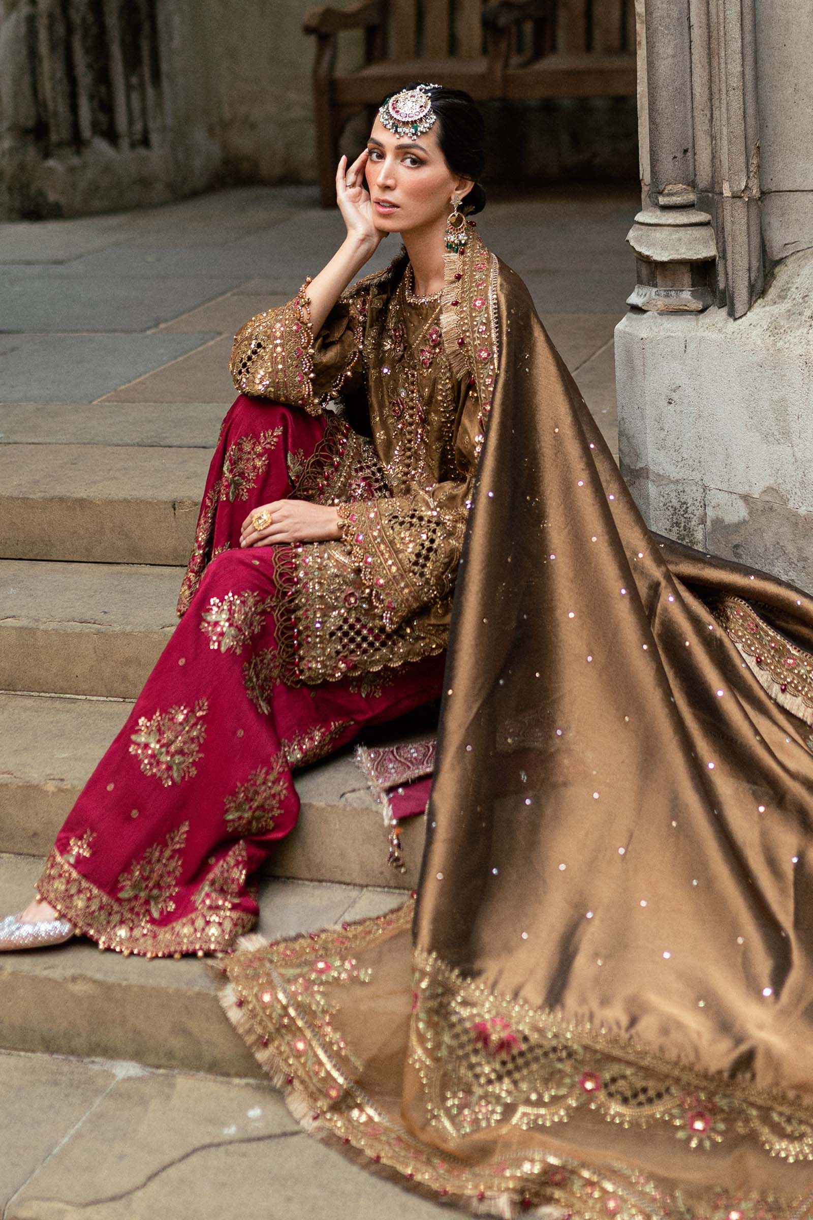 Maria.B Soiree Embroidered Raw Silk Unstitched 3Pc Suit WF-09-04