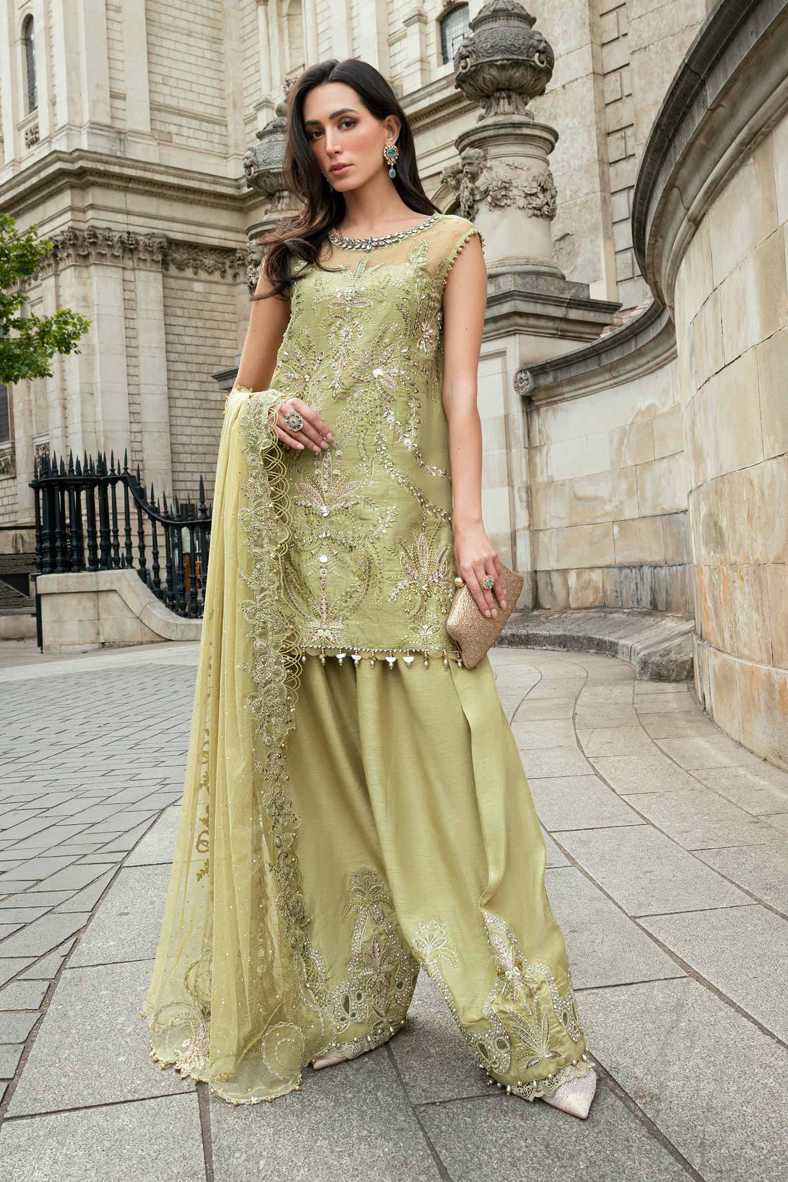 Maria.B Soiree Embroidered Raw Silk Unstitched 3Pc Suit WF-09-08