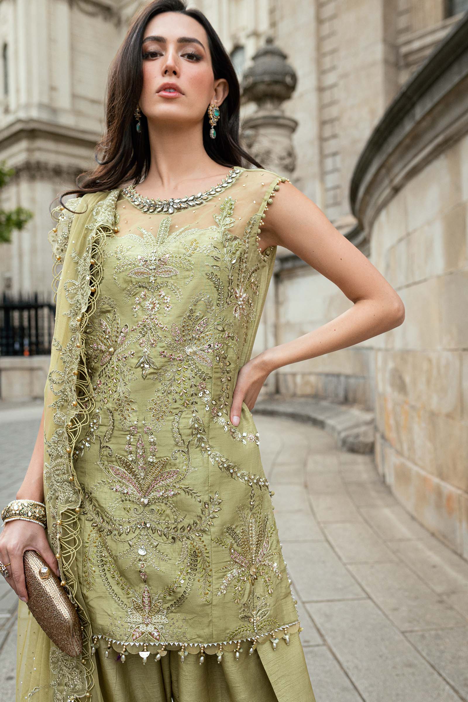Maria.B Soiree Embroidered Raw Silk Unstitched 3Pc Suit WF-09-08