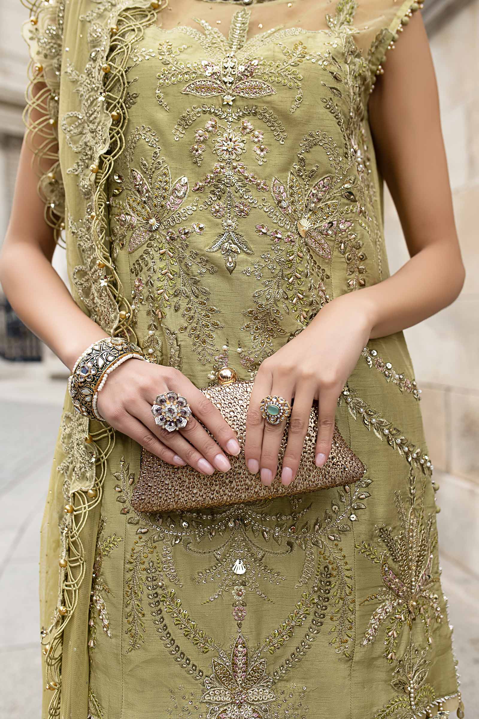 Maria.B Soiree Embroidered Raw Silk Unstitched 3Pc Suit WF-09-08