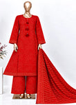 Bin-Saeed 3 Piece Printed Stitched Khaddar Frock with Trouser & Dupatta