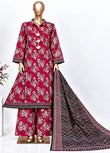 Bin-Saeed 3 Piece Printed Stitched Khaddar Frock with Trouser & Dupatta