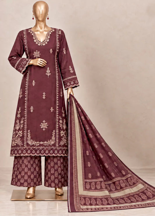 Bin Saeed 3 Piece Embroidered Stitched Khaddar KD-29