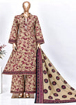 Bin-Saeed 3 Piece Printed Stitched Khaddar Frock with Trouser & Dupatta