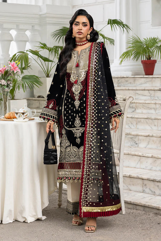 Zellbury Luxury Winter Collection – Embroidered Velvet 3-Piece Unstitched Suit (WULC25E34196)