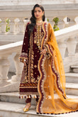 Zellbury Women: Embroidered Velvet Shirt, Shalwar & Dupatta in Maroon (3-Piece Unstitched Suit - Style 4205)