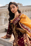 Zellbury Women: Embroidered Velvet Shirt, Shalwar & Dupatta in Maroon (3-Piece Unstitched Suit - Style 4205)