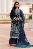 Zellbury Women: Embroidered Velvet Shirt, Shalwar & Dupatta in Blue (3-Piece Unstitched Suit - Style 4206)