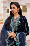 Zellbury Women: Embroidered Velvet Shirt, Shalwar & Dupatta in Blue (3-Piece Unstitched Suit - Style 4206)
