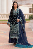 Zellbury Women: Embroidered Velvet Shirt, Shalwar & Dupatta in Blue (3-Piece Unstitched Suit - Style 4206)