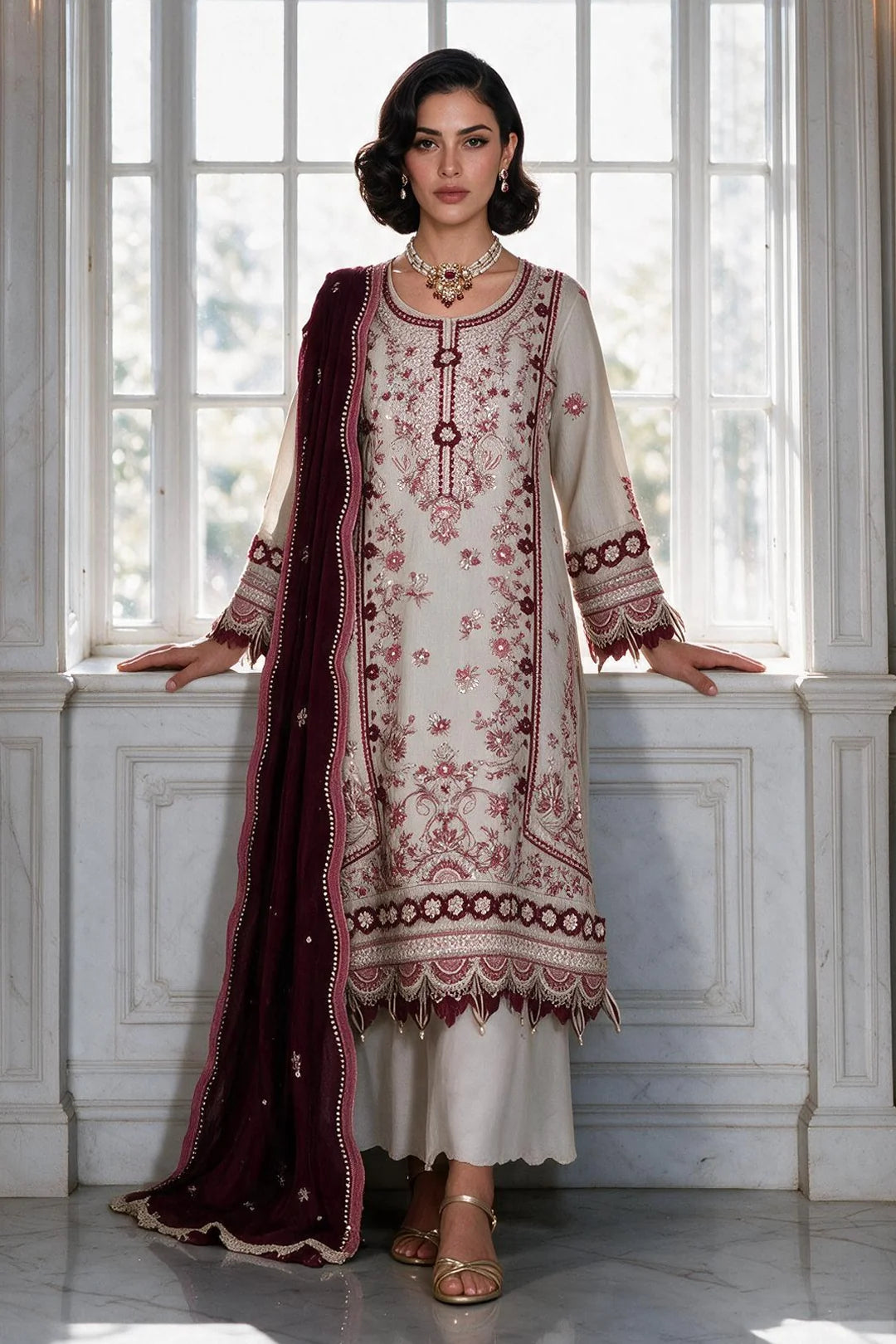 Zellbury | Embroidered Shirt Shalwar Dupatta - 4223