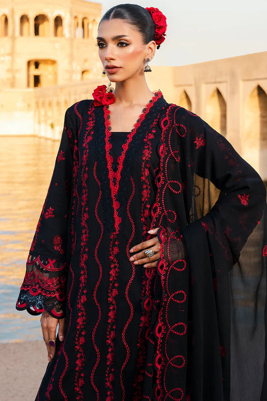 Zellbury Chikankari Embroidered 3-Piece Unstitched Suit – Classic Black (WUS25E30822)