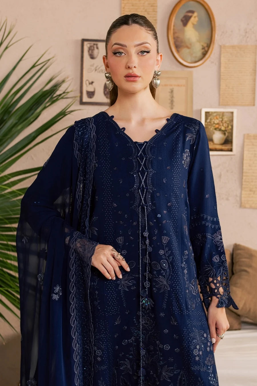 Nureh NE-272 – Luxury Embroidered Karandi 3 Piece Unstitched Suit | Chiffon Dupatta