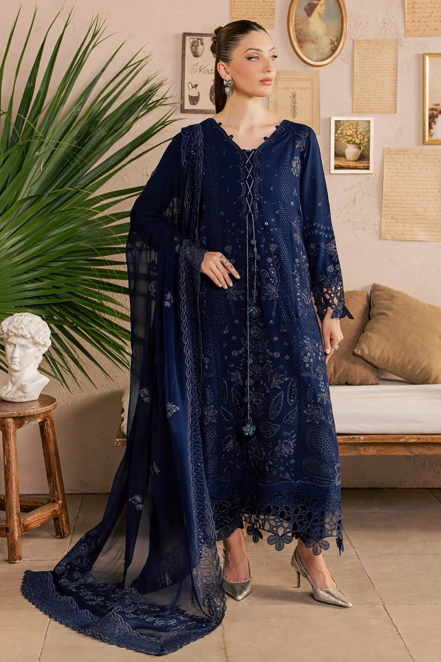Nureh NE-272 – Luxury Embroidered Karandi 3 Piece Unstitched Suit | Chiffon Dupatta