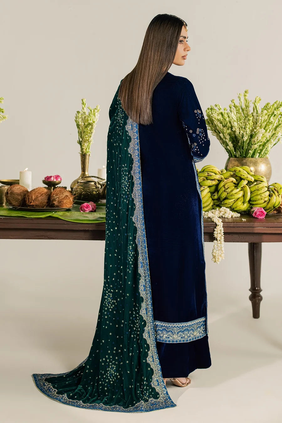 NW-137 | Nureh Maya 3Pc Embroidered And Embellished Velvet