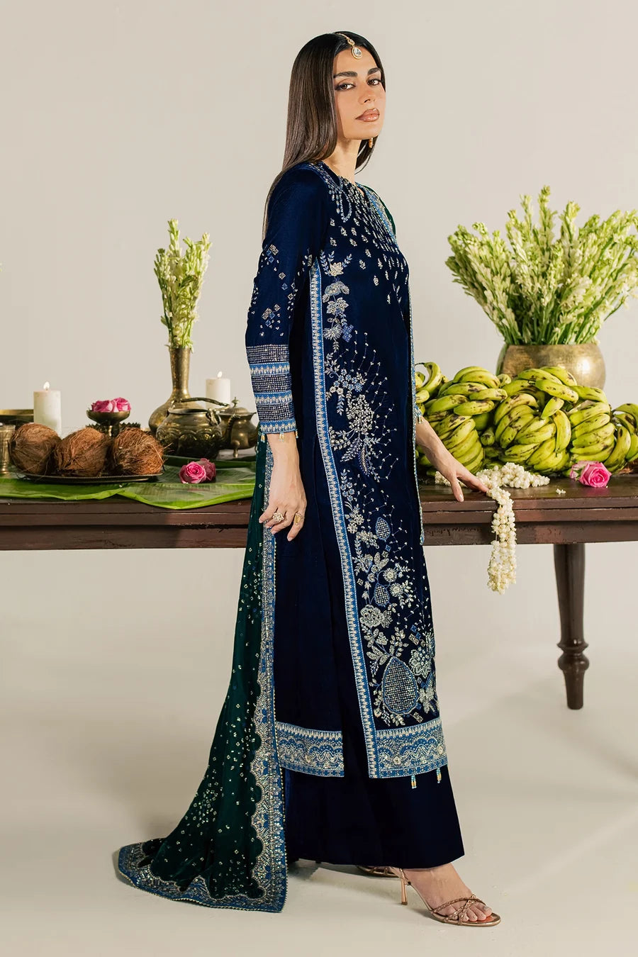 NW-137 | Nureh Maya 3Pc Embroidered And Embellished Velvet