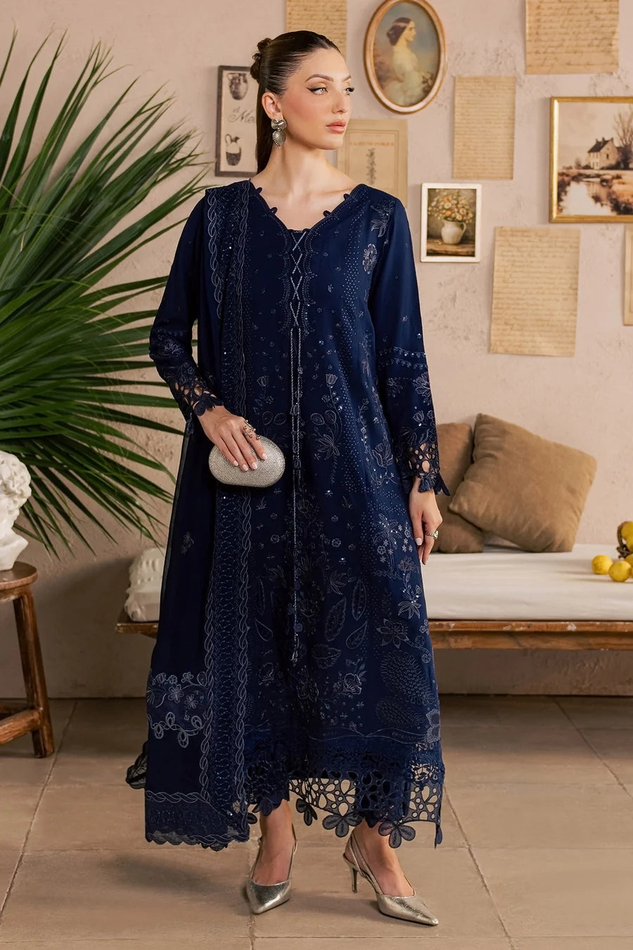 Nureh NE-272 – Luxury Embroidered Karandi 3 Piece Unstitched Suit | Chiffon Dupatta