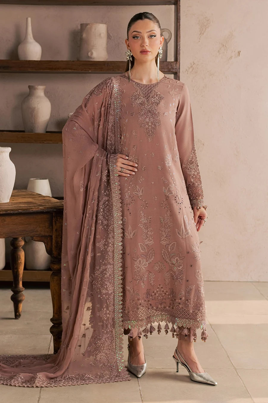 Nureh NE-273 – Luxury Embroidered Karandi 3 Piece Unstitched Suit | Chiffon Dupatta