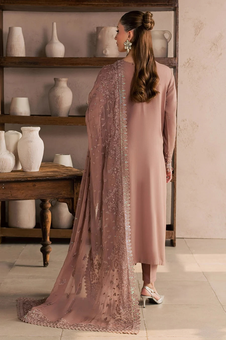 Nureh NE-273 – Luxury Embroidered Karandi 3 Piece Unstitched Suit | Chiffon Dupatta