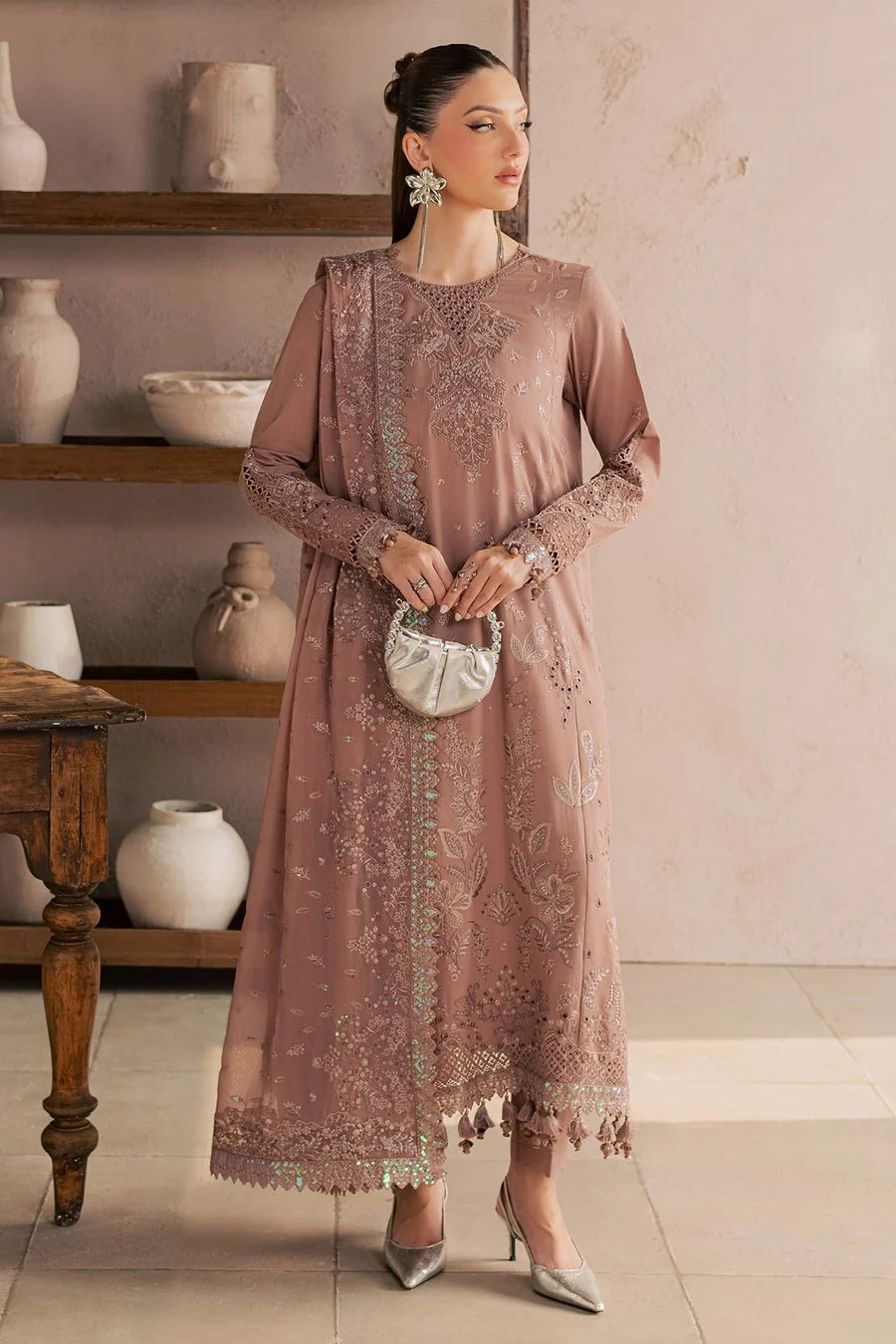 Nureh NE-273 – Luxury Embroidered Karandi 3 Piece Unstitched Suit | Chiffon Dupatta