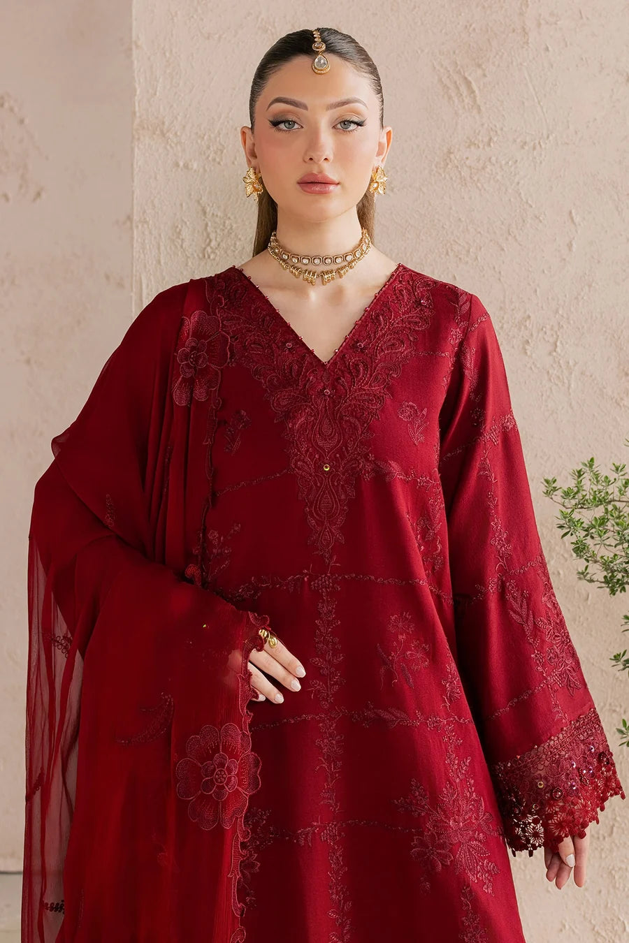 Nureh NE-274 – Luxury Embroidered Karandi 3 Piece Unstitched Suit | Chiffon Dupatta