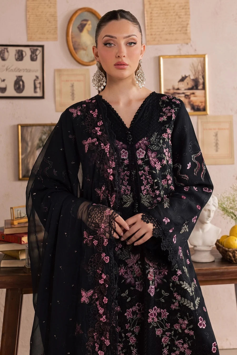 Nureh NE-275 – Luxury Embroidered Karandi 3 Piece Unstitched Suit | Chiffon Dupatta