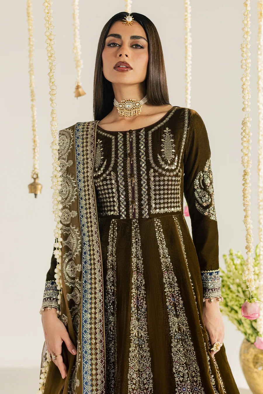 NW-133 | Nureh Maya 3Pc Embroidered And Embellished Velvet