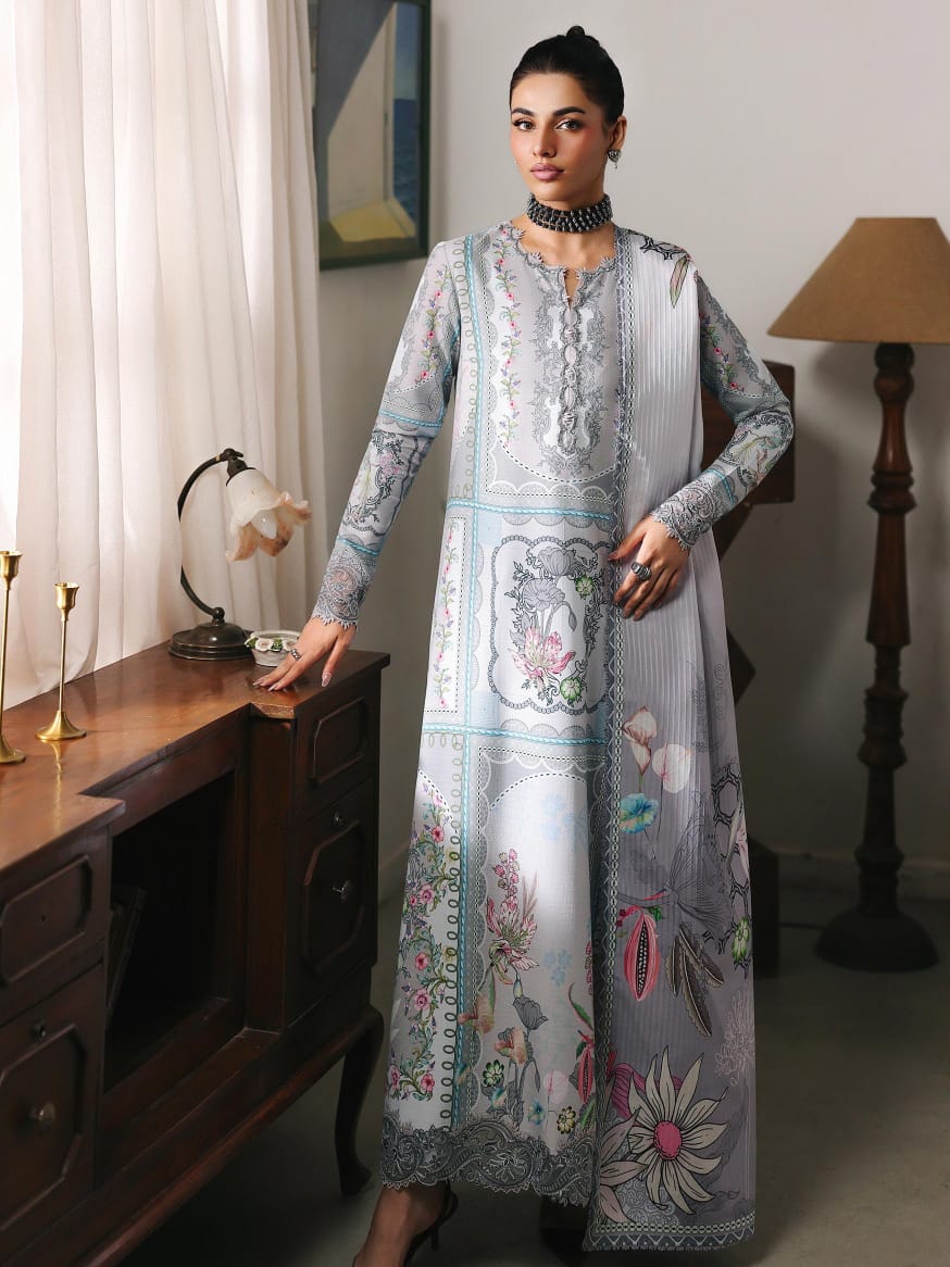 Qalamkar QPrints Unstitched Jacquard Weaved 3Pc Suit QW-12A MARLA