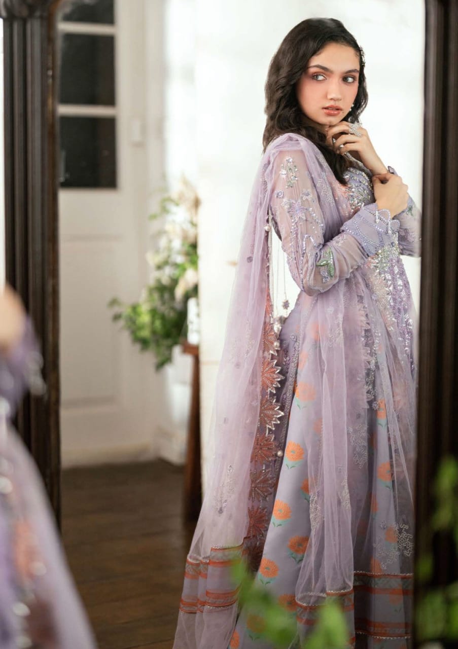 Mushq Sham Shandaar Embroidered Chiffon Unstitched 3Pc Suit MSS  9