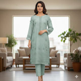 Elegant Mint Green Embroidered Kurta