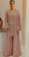 Ramsha Luxury Embroidered Chiffon - Rosewood Pink (WE-542)