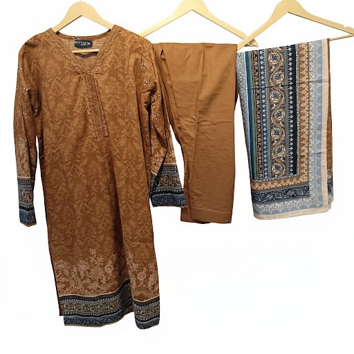 Elegant 3-PC stitched Printed Suit