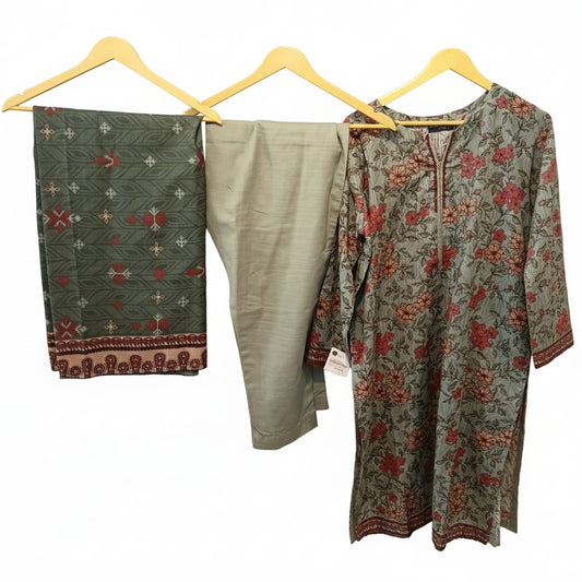 Elegant 3-PC stitched Printed Suit