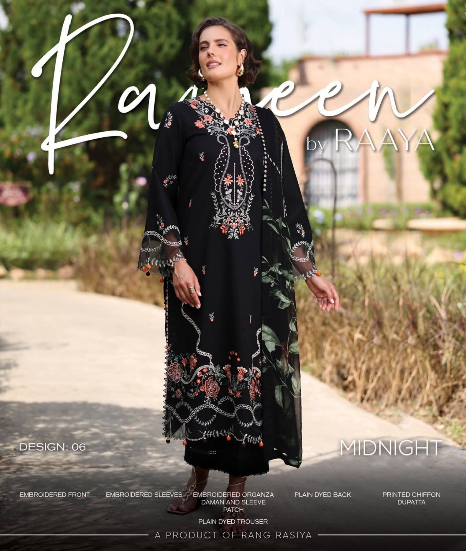 MIDNIGHT - Luxury - Rang Rasiya Raaya | Embroidered 3 Piece Unstitched Lawn Suit