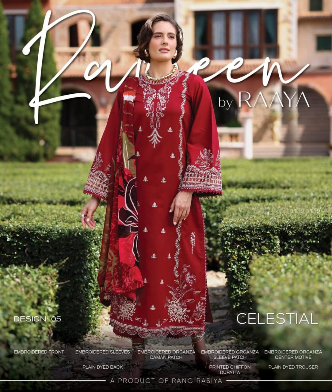 CELESTIAL - Luxury - Rang Rasiya Raaya | Embroidered 3 Piece Unstitched Lawn Suit