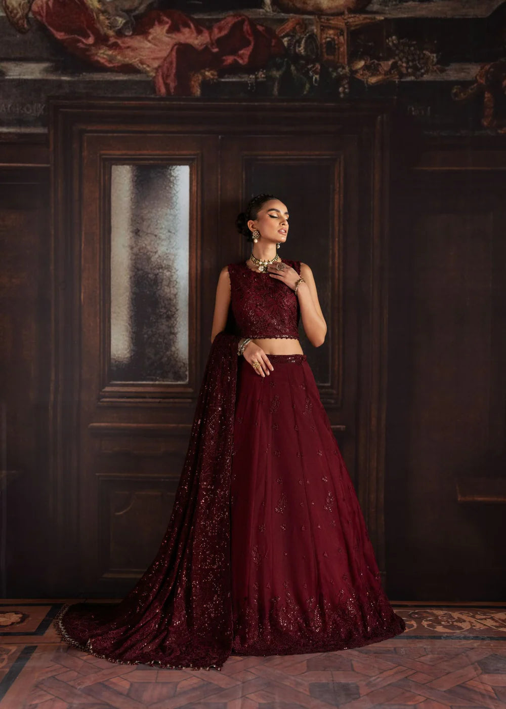 Zarif Rouge Formals ZRW 02 MABEL - Sequins Embroidered Net 3-Piece Suit