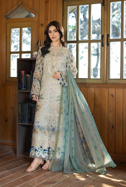 1A Sahil – Chikankari Prints with Chiffon Dupatta – Elaf